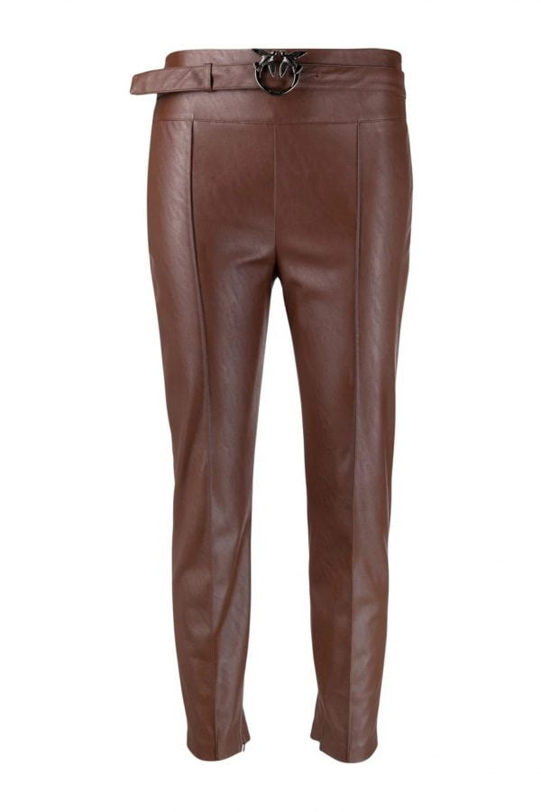 Leather-effect Love Birds Trousers Brown