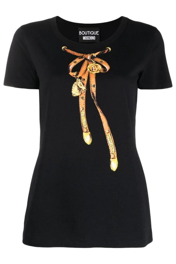 Bow-print T-shirt Black